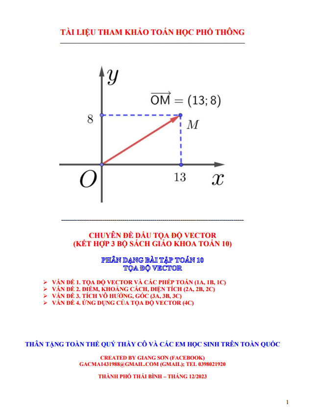 phân dạng bài tập toán 10 tọa độ vector