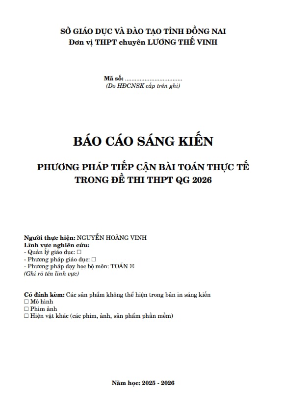 phương pháp tiếp cận bài toán thực tế trong đề thi thpt qg 2026 môn toán