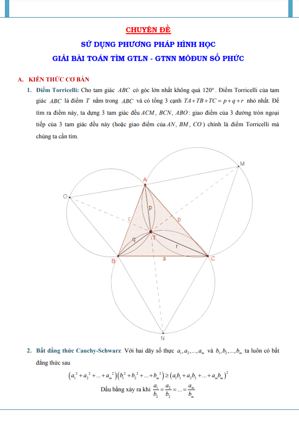 sử dụng phương pháp hình học giải bài toán tìm gtln – gtnn môđun số phức