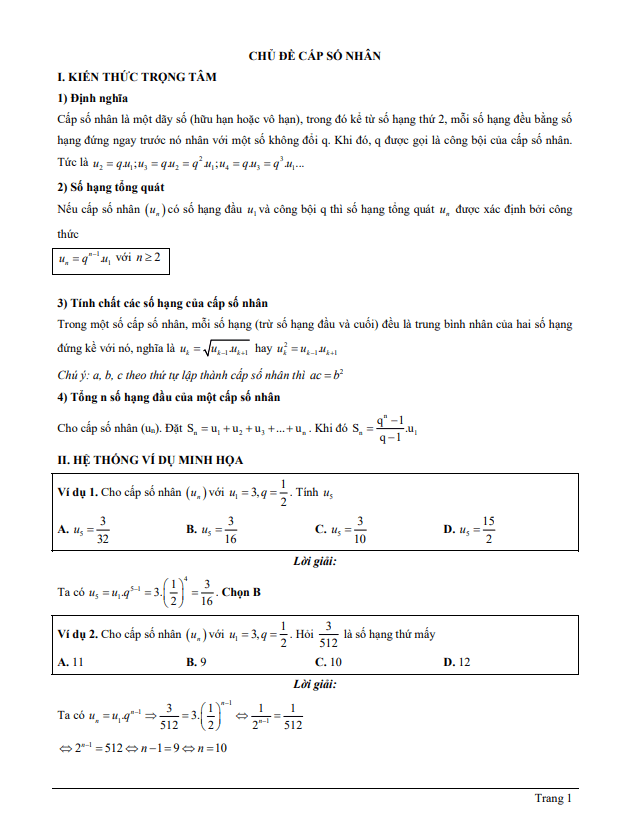 tài liệu chủ đề cấp số nhân