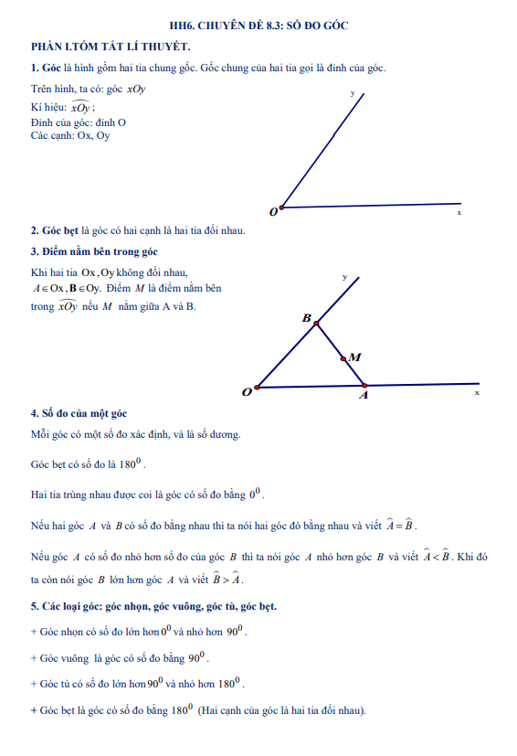 tài liệu dạy thêm – học thêm chuyên đề số đo góc