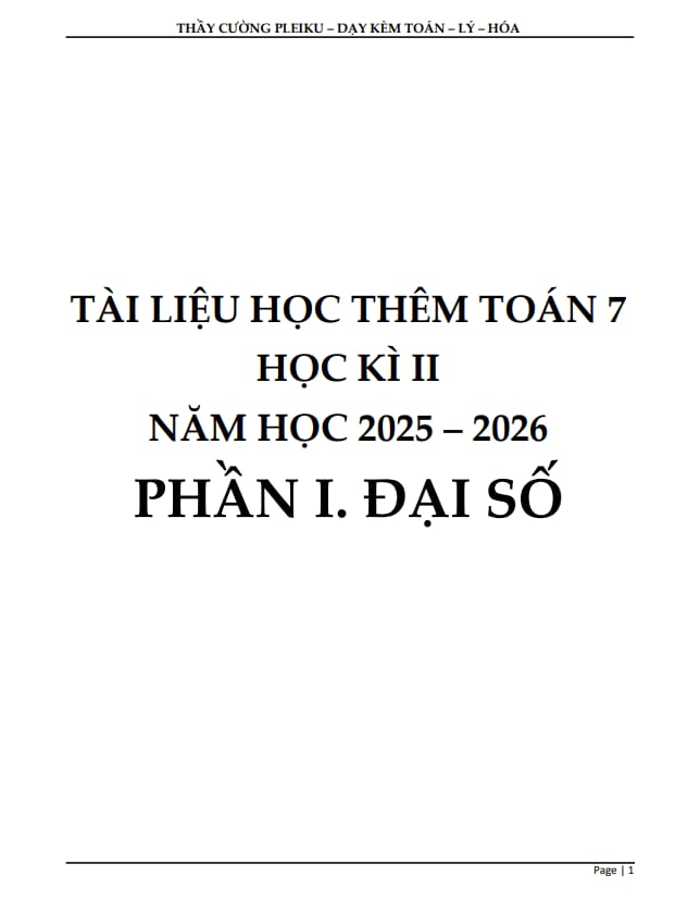 tài liệu học thêm môn toán 7 sách cánh diều học kì 2