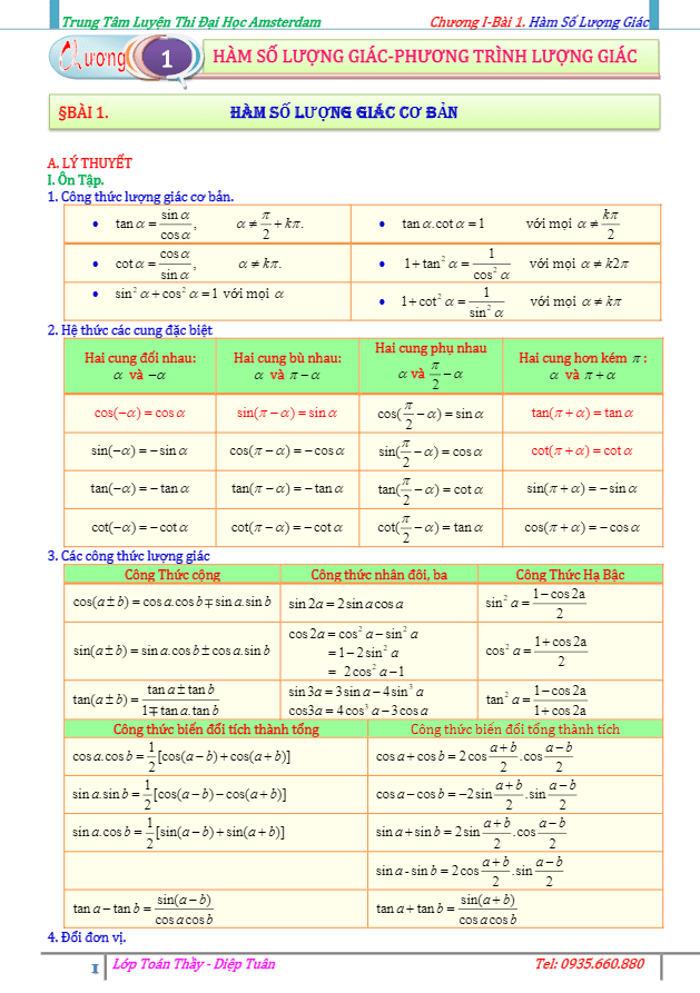 tài liệu tự học hàm số lượng giác và phương trình lượng giác – diệp tuân