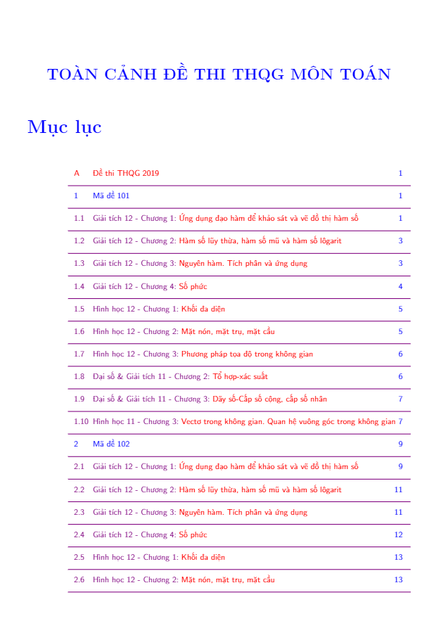 toàn cảnh đề thi thpt quốc gia môn toán năm 2017 – 2018 – 2019