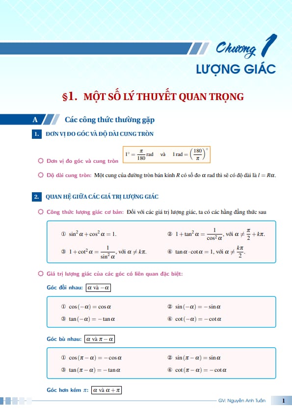 tóm tắt kiến thức ôn thi tốt nghiệp thpt môn toán – nguyễn anh tuấn