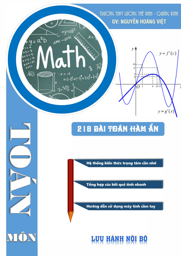 tuyển chọn 218 bài toán trắc nghiệm hàm ẩn có đáp án và lời giải chi tiết