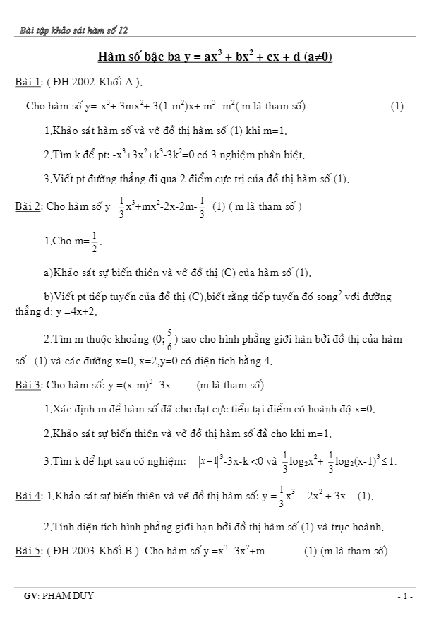 tuyển chọn bài tập hàm số – phạm duy