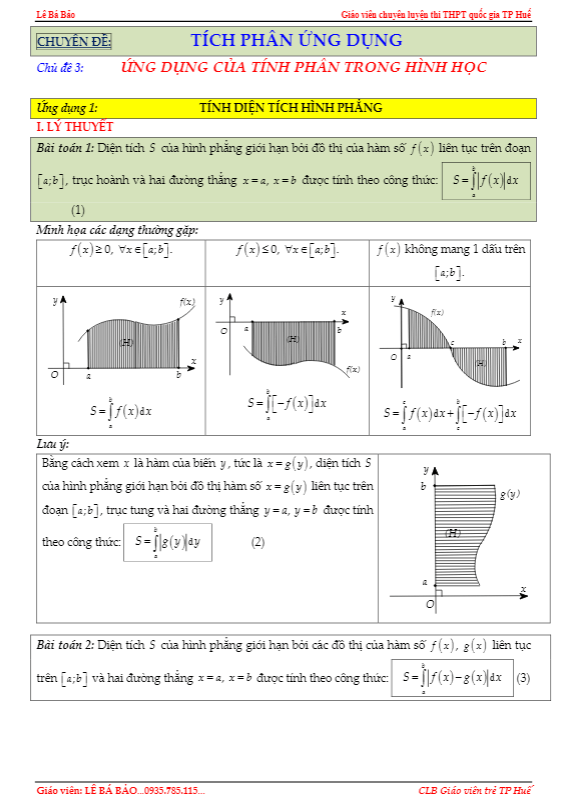 ứng dụng của tích phân – lê bá bảo